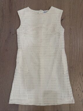 Gabby Cream Sleeveless Crochet-Style Mini Dress